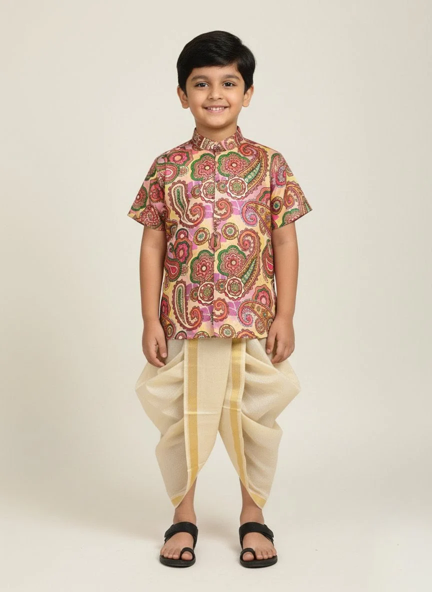 Paisley Print Kurta & Dhothi Set